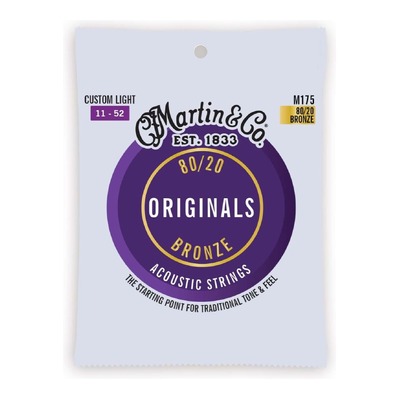 Martin M175 80/20 Bronze The Originals Acoustic Guitar Strings Custom Light 11-52