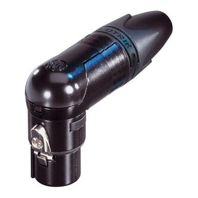 Neutrik NC3FRX-B XLR(f) Right Angle Audio Connector - Black and Gold
