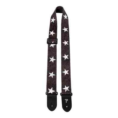 Perri's 2" Deluxe White Stars on Distressed Grey Cotton Guitar Strap