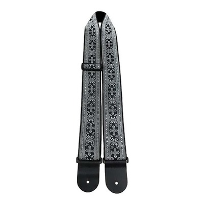 Perri's 2.5" Metallic Jacquard Guitar Strap with Silver Crosses Design