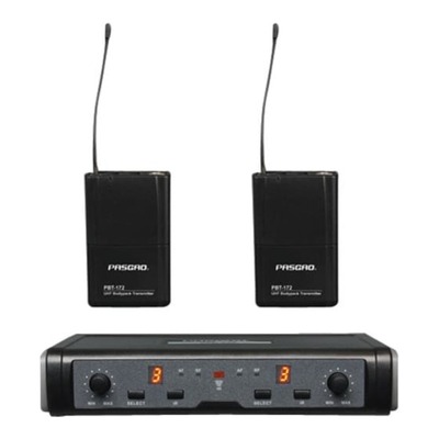 PASGAO PAW-266 Wireless Microphone System - 2 Bodypacks and Lapel Mics