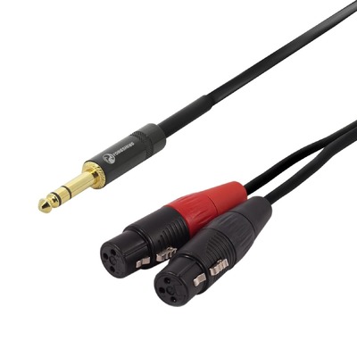 Dual XLR(f) to 6.35mm TRS - Stereo XLR Signal Combiner 2m