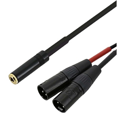 Dual XLR(m) to 3.5mm(f) TRS - Stereo Signal Headphone Splitter - 30cm