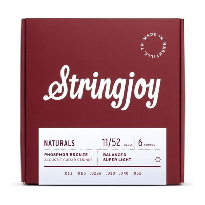 Stringjoy Naturals Phosphor Bronze Acoustic Guitar Strings - SL Gauge - 11-52