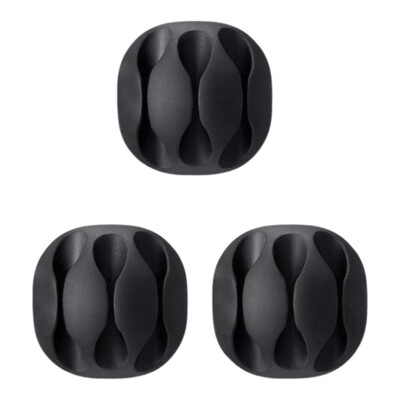 SWAMP Silicone 3-Slot Adhesive Desk Cable Clip Holder - 3-Pack